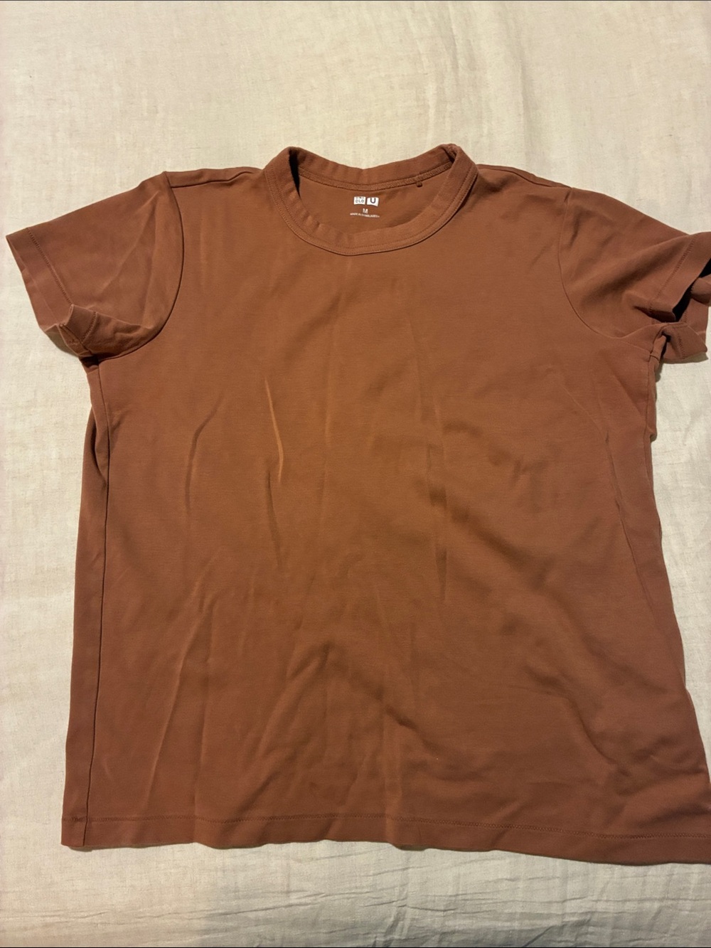 Uniqlo Short Sleeve Crewneck Tee 100% Cotton - Red-Brown
